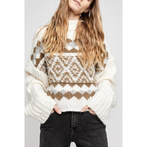 Free People Sweaters - FREE PEOPLE Women's Alpine Pullover Sweater Size M In Ivory
